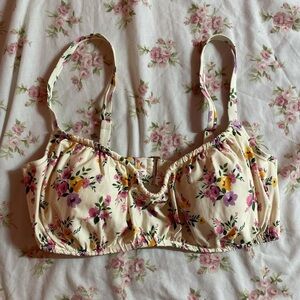 cream floral bikini top